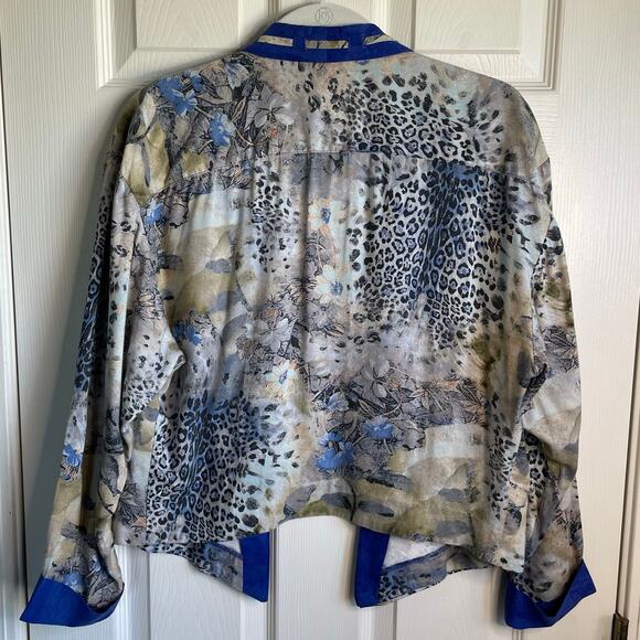 Vintage Pierre Lamonte Open Front Jacket Trim Detail Sz 12 Made in USA Artsy - Picture 6 of 13